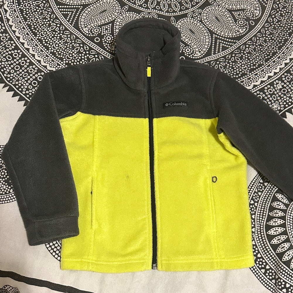 Columbia Charcoal and Neon Yellow Fleece Jacket